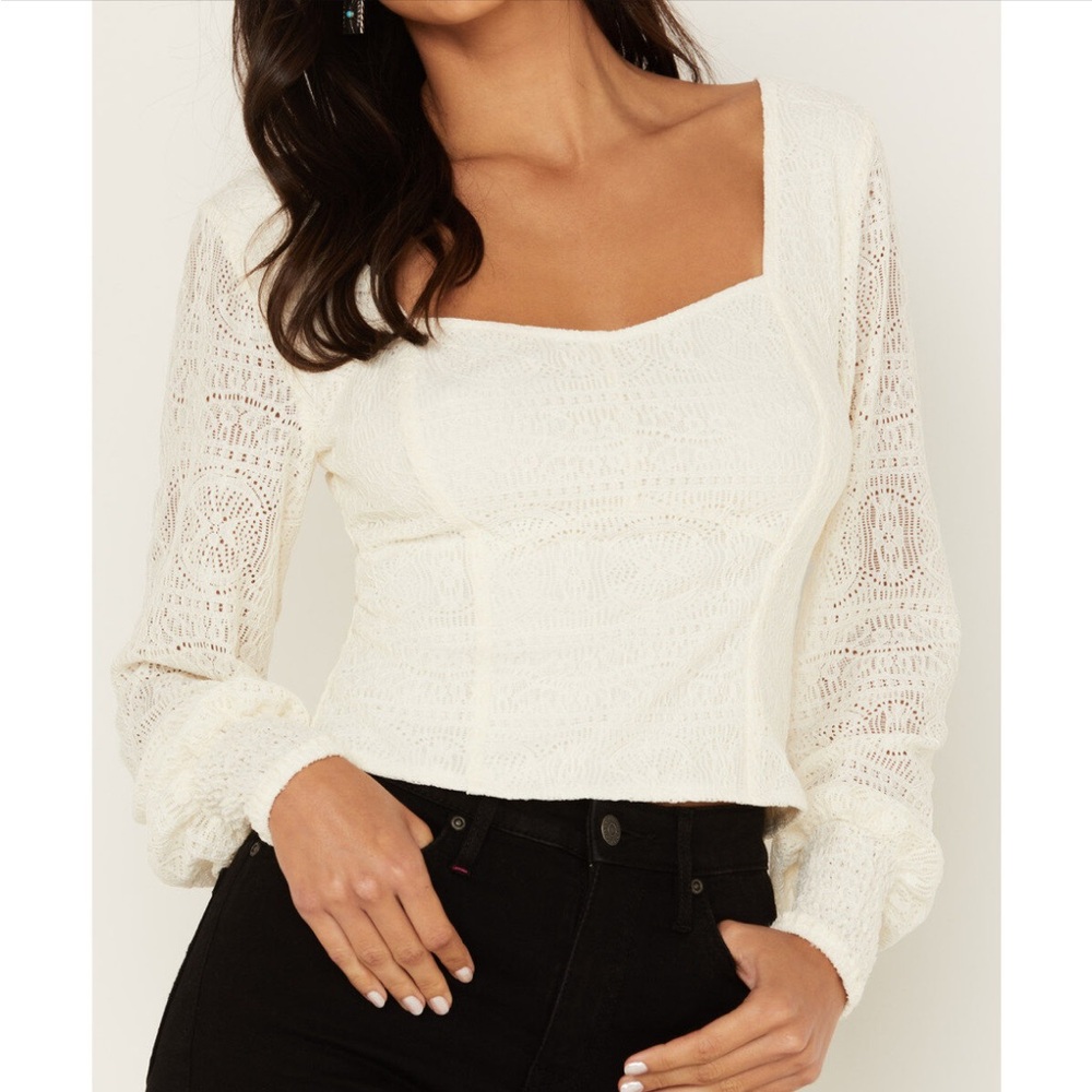 NWT Idyllwind Dallas Smocked Lace Puff Sleeve Top